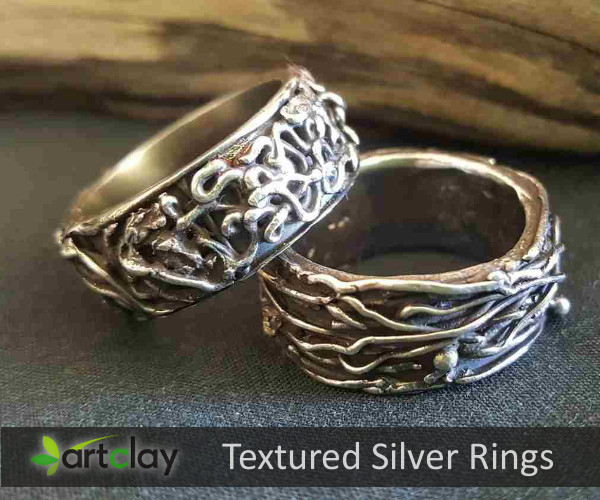 Art Clay Silver Australia   Textured Silver Rings