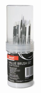 12pc White Synthetic Brush Set Short Handle