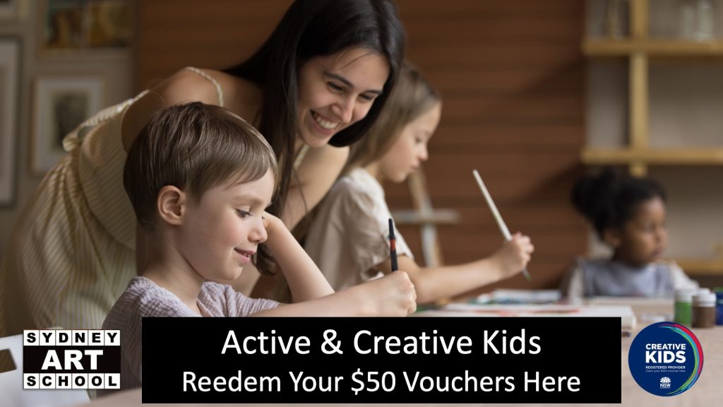 Reedem your Active and Creative Kids $50 Vouchers at Sydney Art School.